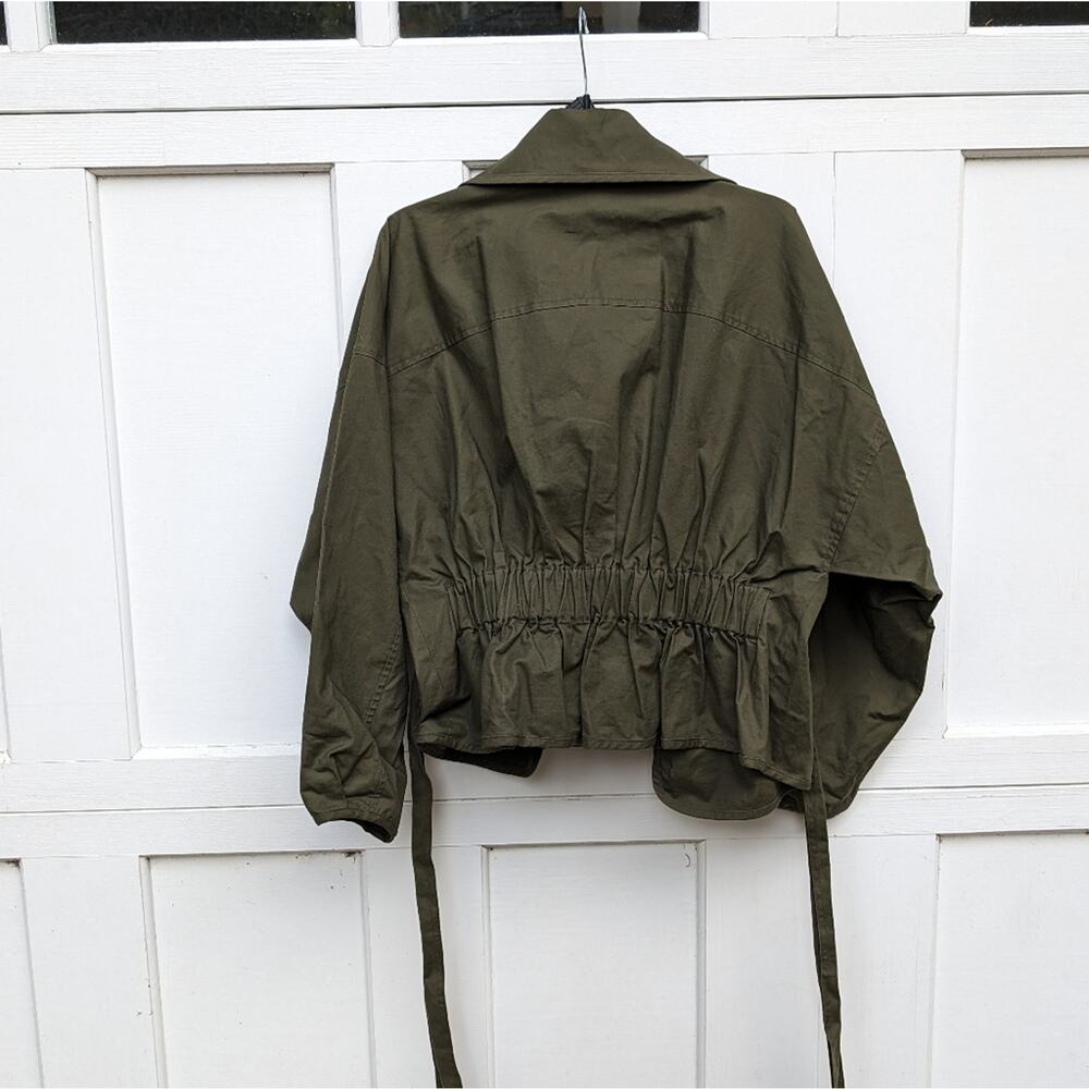 Anthropologie Mare Mare Puff Sleeve Green Utility Jacket, Size S - Picture 2 of 6
